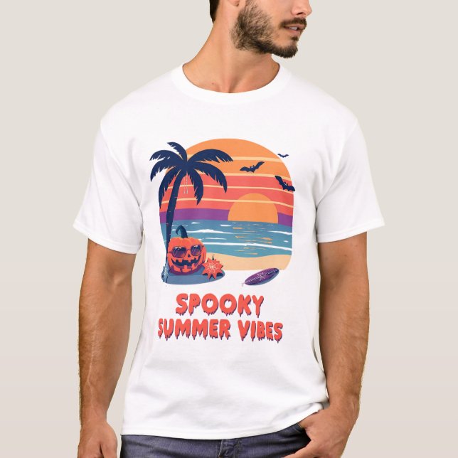 Funny Spooky Summer Vibes happy Halloween  T-Shirt (Front)