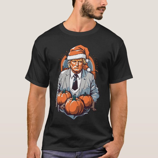 Funny spooky trump Halloween pumpkin  T-Shirt (Front)