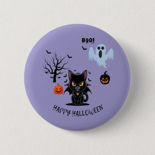 Funny Spooky Vampire Cat Halloween 2 Inch Round Button
