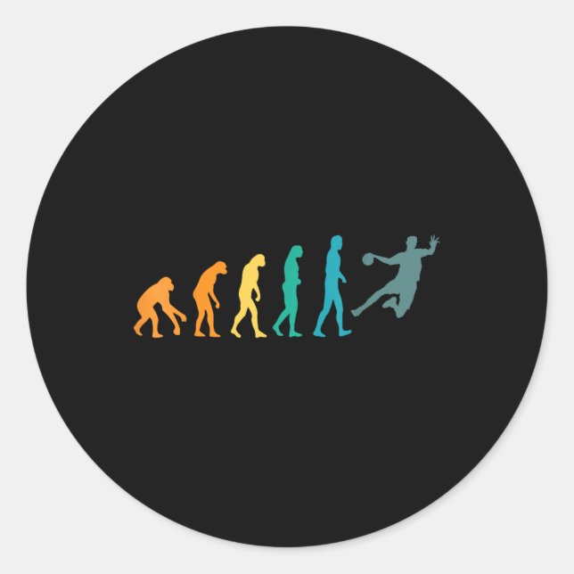 Funny Sport Evolution Handball  Classic Round Sticker (Front)