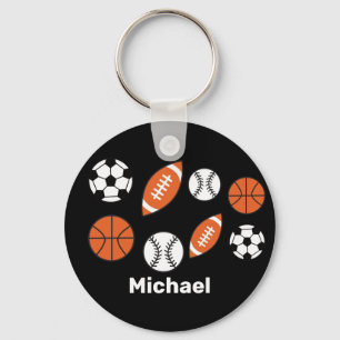 Funny Sports Ball Button Keychain
