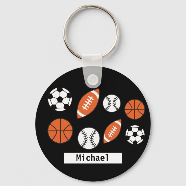Funny Sports Ball Button Keychain (Front)