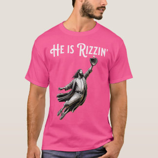 Funny Sports Rizz He Is Rizzin Jesus Playing Baseb T-Shirt