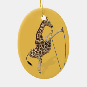 Funny Sporty Giraffe Ceramic Ornament