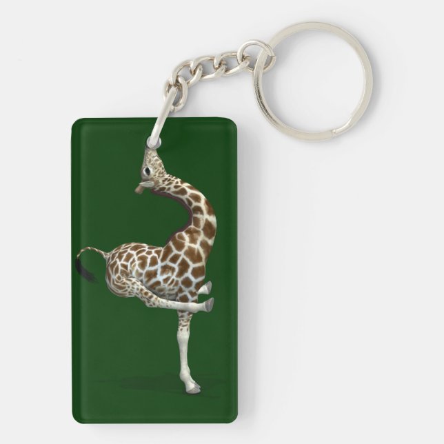 Funny Sporty Giraffe Keychain (Back)