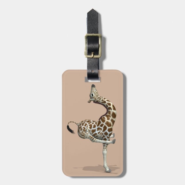 Funny Sporty Giraffe Luggage Tag (Front Vertical)