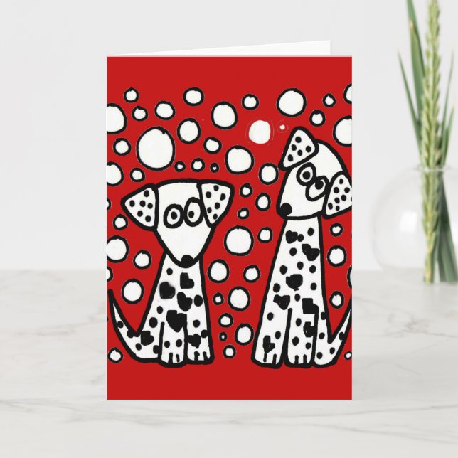 Funny Spotted Dogs with Hearts Card (Front)