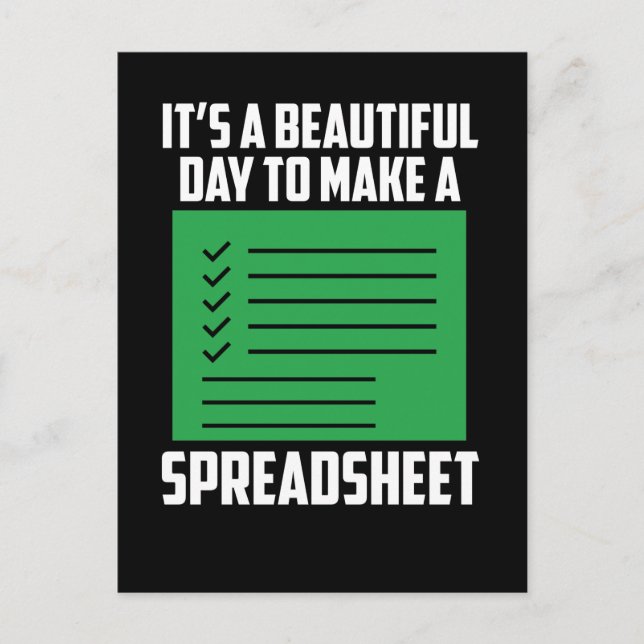 Funny Spreadsheet Accounting CPA Bookkeeping Humor Postcard (Front)
