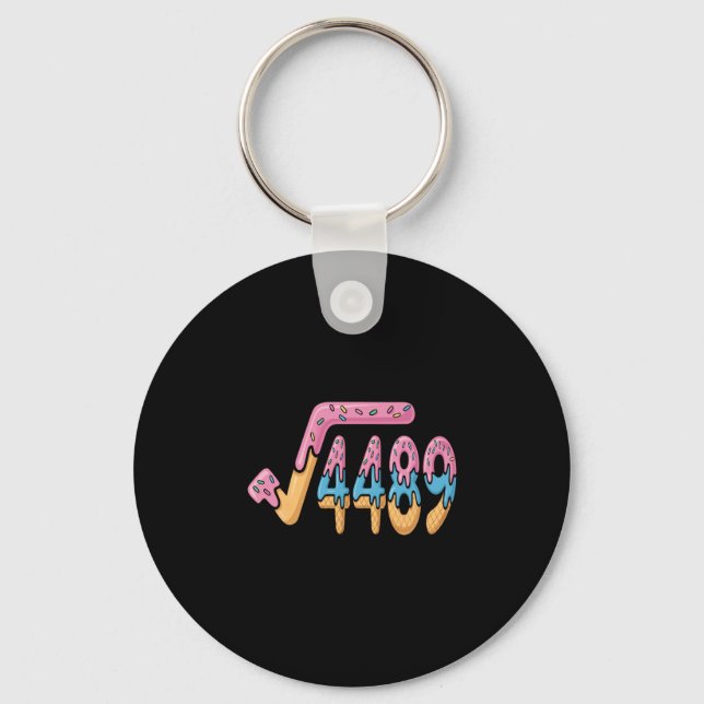 Funny Square Root 4489 Funny 67 Math Ice Cream Mem Keychain (Front)