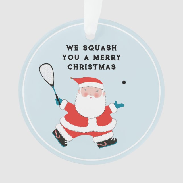 Funny Squash Player Holiday Gift Ornament (Front)