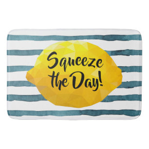 Funny Squeeze the Day Script 3D Lemon Bath Mat