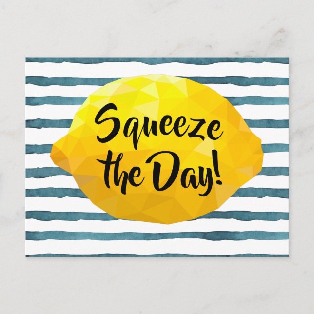 Funny Squeeze the Day Script 3D Lemon Postcard (Front)
