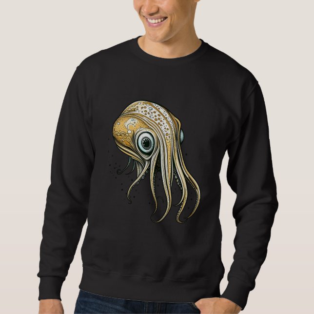 Funny Squid Line Art Sweatshirt (Front)