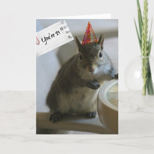 Funny Squirrel 21e carte d'anniversaire