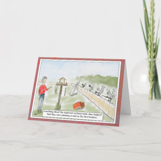 Funny Squirrel  Cartoon Birthday Greeting Card (Front)