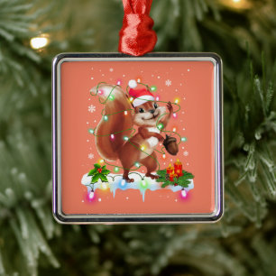 Funny Squirrel Christmas Decorations Santa Hat Xma