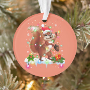 Funny Squirrel Christmas Decorations Santa Hat Xma