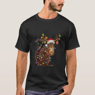 Funny Squirrel Christmas Reindeer Christmas Lights T-Shirt