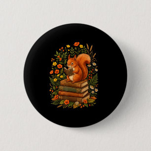 Funny squirrel cottagecore fairycore librarian 2 inch round button