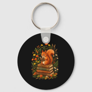 Funny squirrel cottagecore fairycore librarian keychain