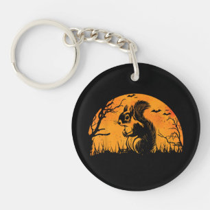 Funny Squirrel Halloween Silhouette Spooky Squirre Keychain
