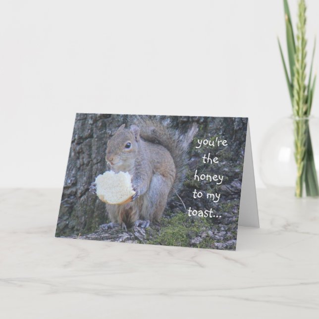 Funny Squirrel, honey to my toast, i miss you Card (Front)