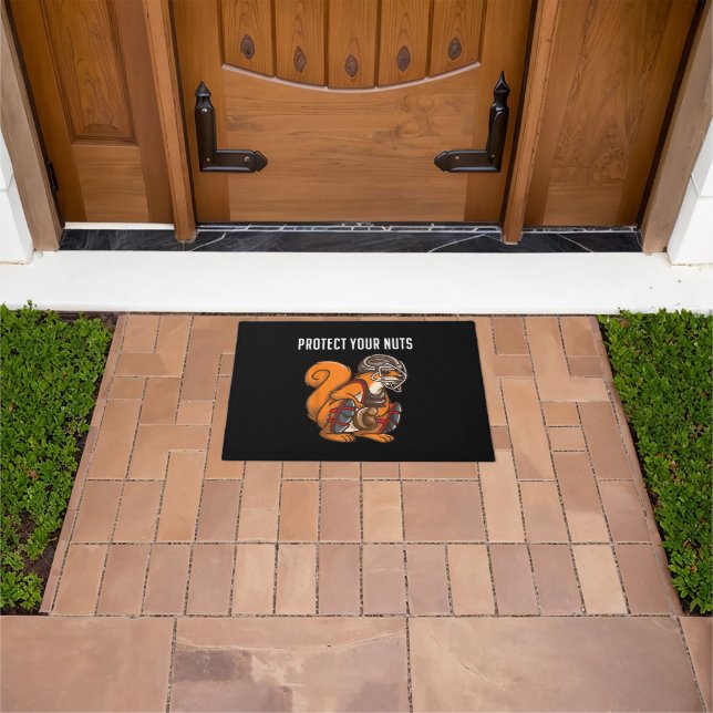 Funny Squirrel Lover Baseball Catcher Gift Boys Gi Doormat (Outdoor)