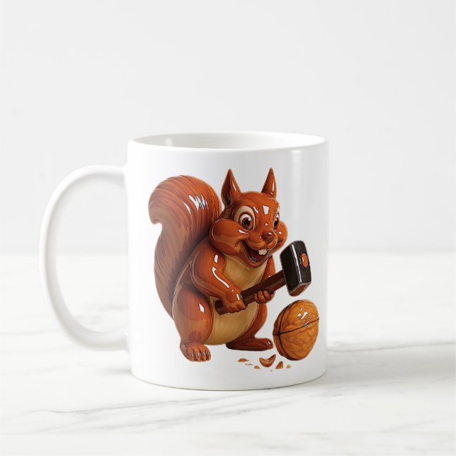 Funny Squirrel Mug with Hammer (Left)