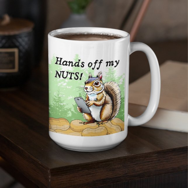 Funny Squirrel on a Cell Phone Peanuts Cartoon  Coffee Mug (Creator Uploaded)