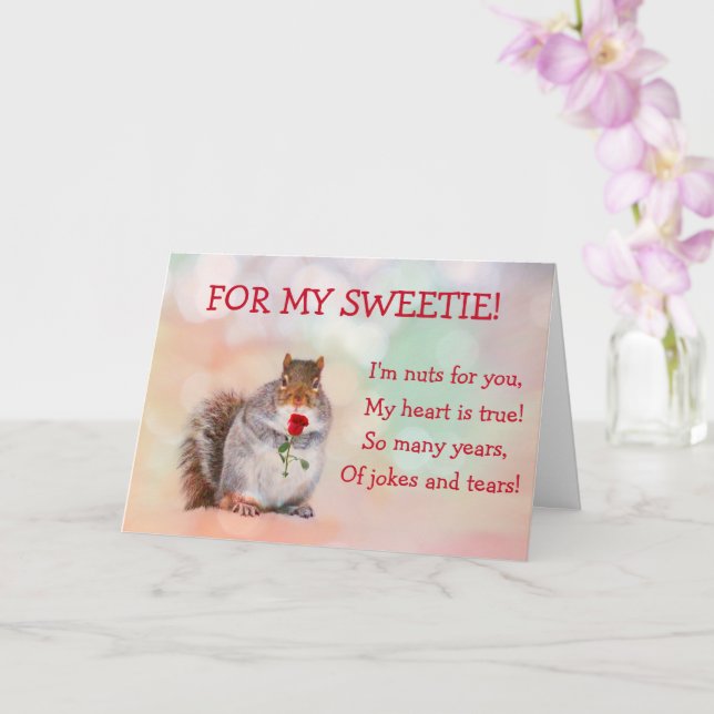 Funny Squirrel Poetry Birthday Card (Orchid)