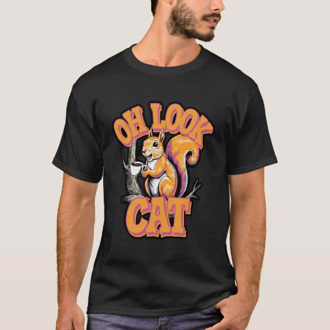 Funny Squirrel Screaming CAT Meme T-Shirt (Front)