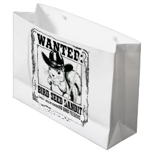 Funny Squirrel Wanted Poster   Bird Seed Bandit Co Large Gift Bag