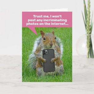 Funny Squirrel With Cell Phone Taking Pics Card