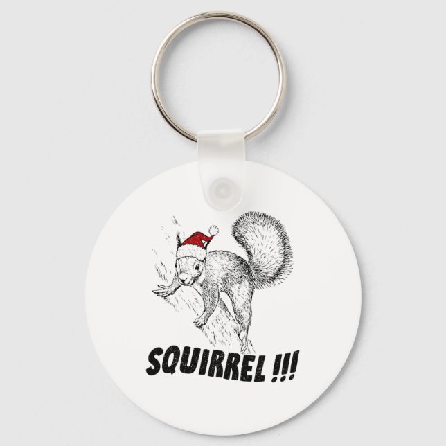 Funny Squirrel With Hat Christmas Vacation Old Fas Keychain (Front)