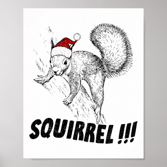 Funny Squirrel With Hat Christmas Vacation Old Fas Poster (Front)