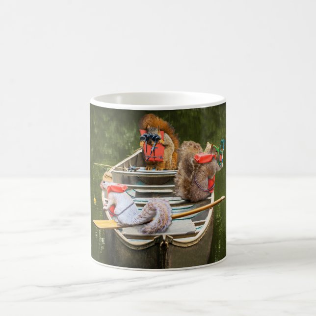 Funny Squirrels In A Canoe With Lifejackets Coffee Mug (Center)