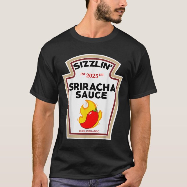 Funny Sriracha Sauce Diy Halloween Costume Group C T-Shirt (Front)