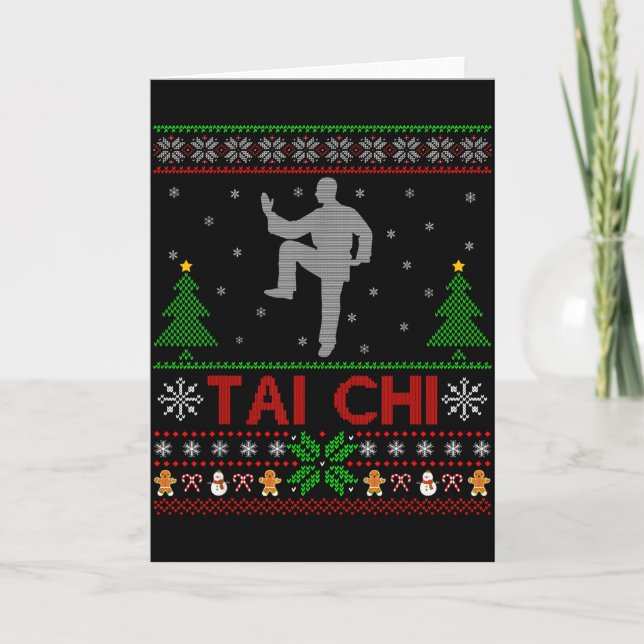 Funny Srts Lover Santa Ugly Tai Chi Christmas  Card (Front)