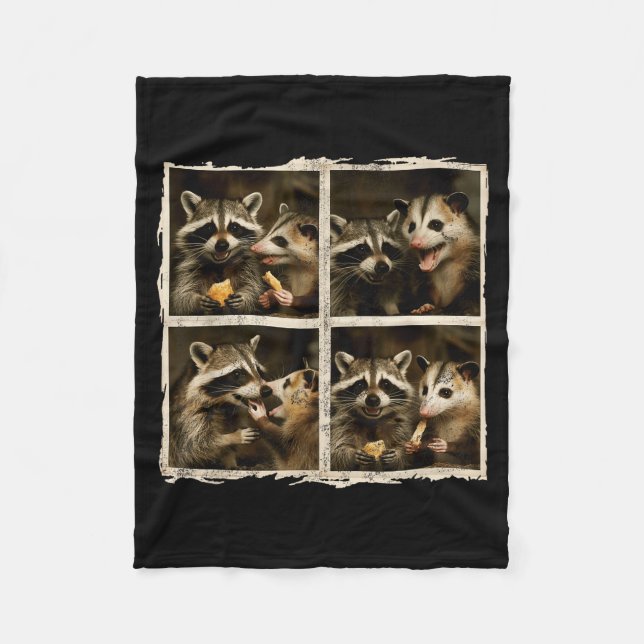 Funny Ssum And Raccoon Photobooth Selfie Trash Fer Fleece Blanket (Front)