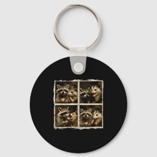 Funny Ssum And Raccoon Photobooth Selfie Trash Fer Keychain