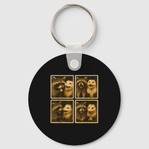 Funny Ssum And Raccoon Photobooth Selfie Trash Fer Keychain
