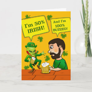 Funny St. Paddy’s Day Bud Dancing Alien Leprechaun Card