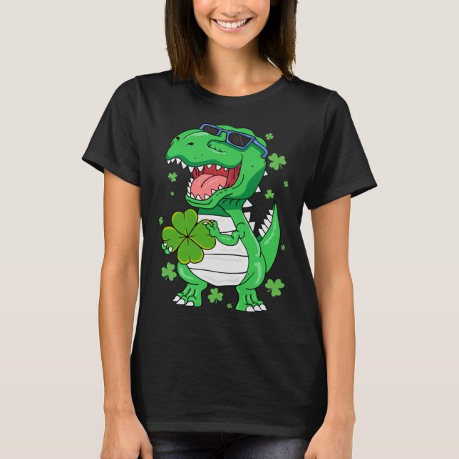 Funny St PaT-Rex Day Dinosaur St Patricks Day Boys T-Shirt (Front)