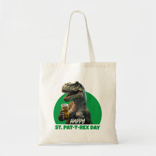 Funny St. Pat-T-Rex Celebration Beer-Loving Dino Tote Bag