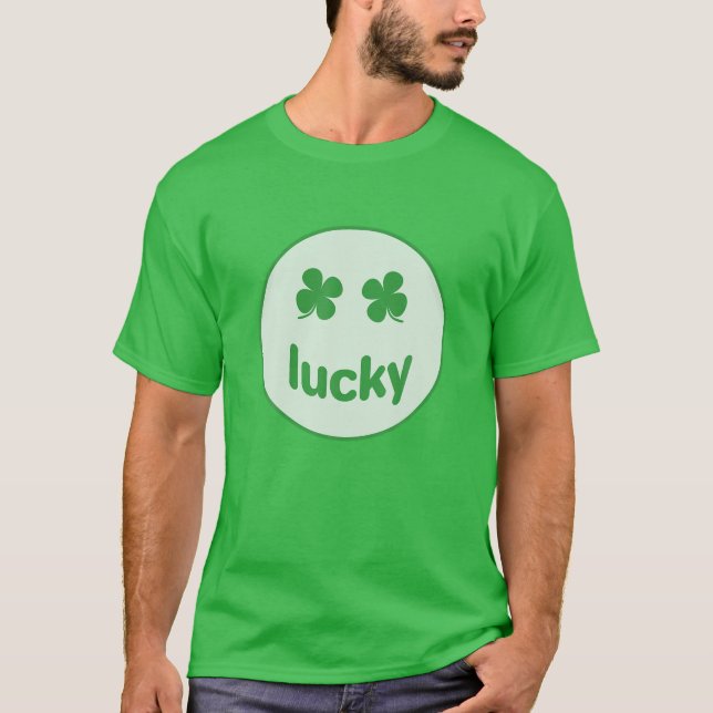 Funny St Patrick Day Lucky Smile Face Meme T-Shirt (Front)