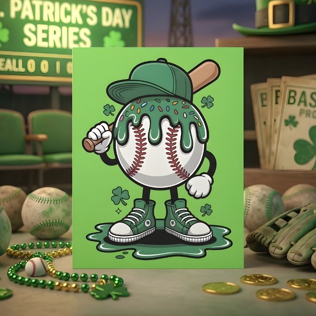 Funny St Patrick Days Baseball Humor Holiday Card (Creator Uploaded)