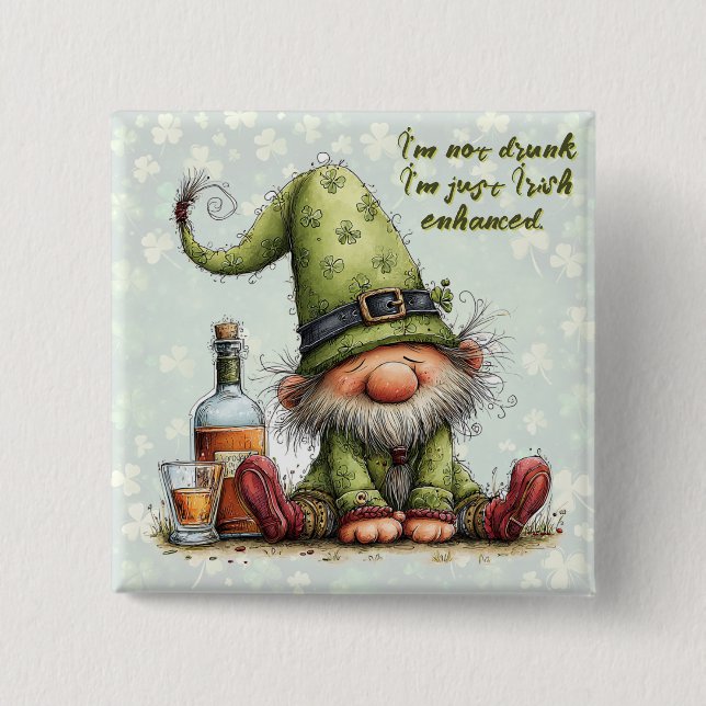 Funny St. Patrick’s Day Humor 2 Inch Square Button (Front)