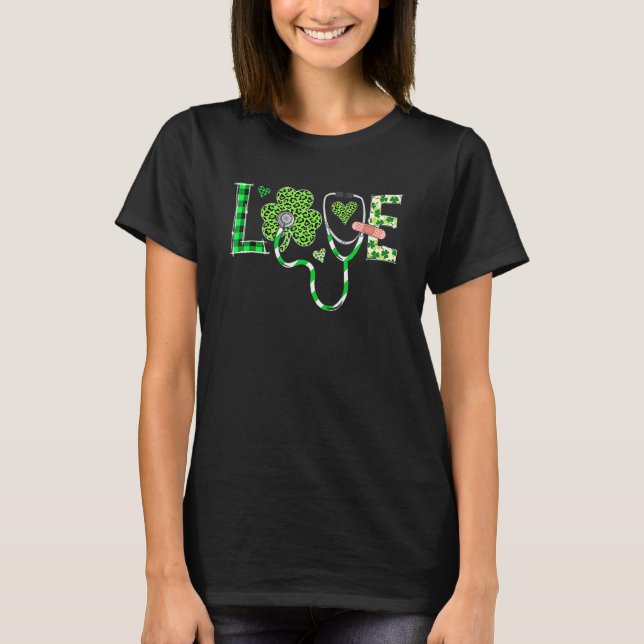 Funny St Patrick S Day Irish Love Nurse Shamrock S T-Shirt (Front)
