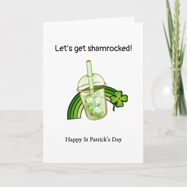 funny St. Patrick’s day shamrock clover green Holiday Card (Front)