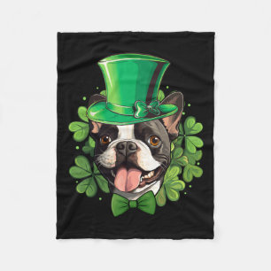 Funny St Patricks Boston Terrier Fleece Blanket
